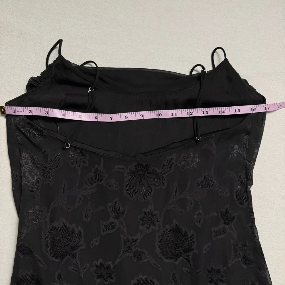 Urban Outfitters Tierra Chiffon Cowl Neck Asymmetrical Midi Black Dress Y2K M - Picture 6 of 15